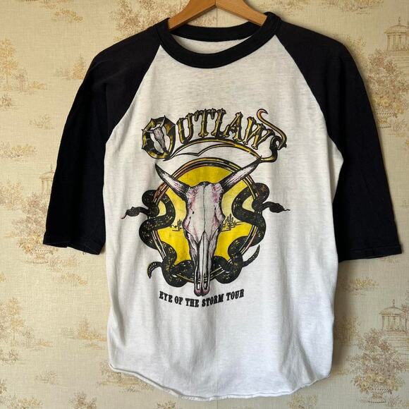 Vintage 70s 1979 Outlaws x Molly Hatchet Tour Band Raglan ShirtSize M